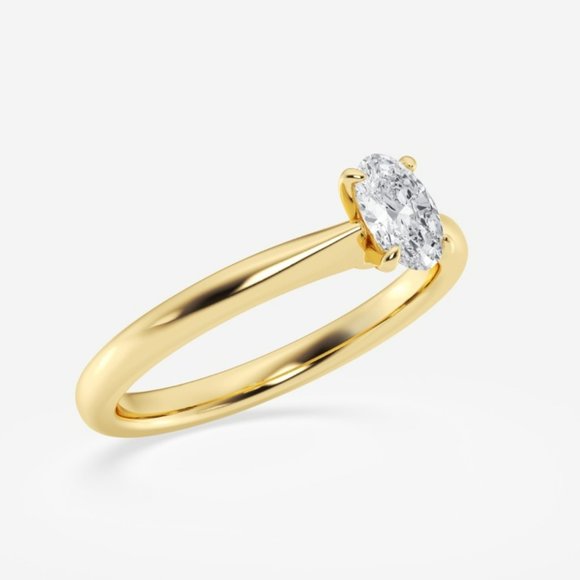 1/2 ctw Oval Lab Grown Diamond Petite Solitaire Engagement Ring - Picture 4 of 7